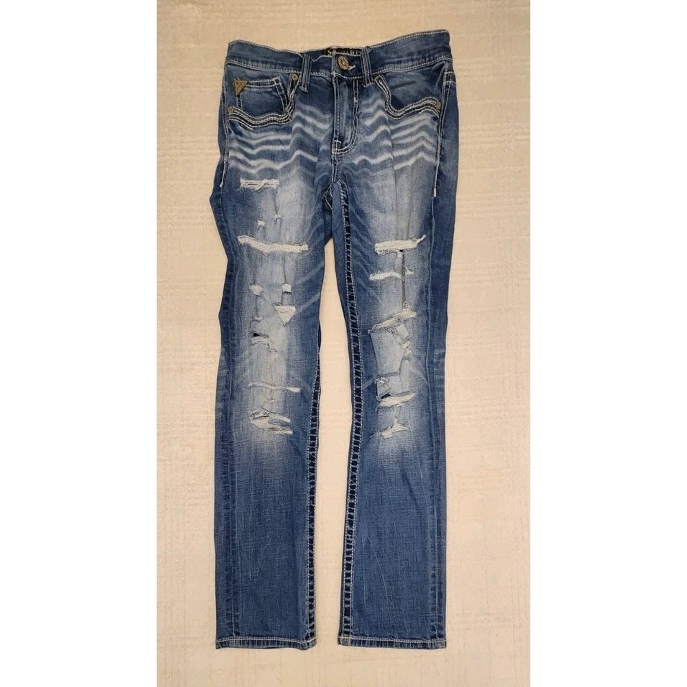 Salvage Supply Co Buckle Jeans Mens‎ 32R Havoc Straight Slim Fit Blue 32x31